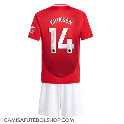 Camisa de time de futebol Manchester United Christian Eriksen #14 Replicas 1º Equipamento Infantil 2024-25 Manga Curta (+ Calças curtas)